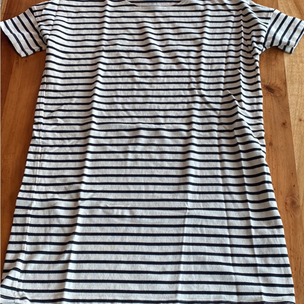 Hatch Maternity Striped Black and White T-Shirt Dress